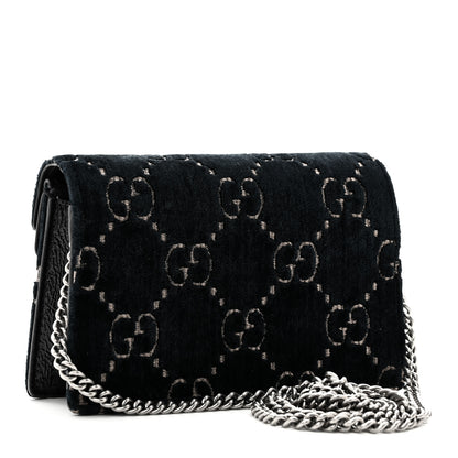 Gucci Velvet GG Monogram Super Mini Dionysus Shoulder Bag Blue Beige Black 3 of 10