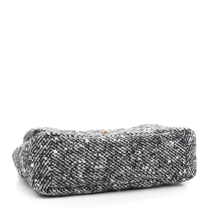 Chanel Tweed Quilted Large Chanel 19 Flap Black White 4 of 10