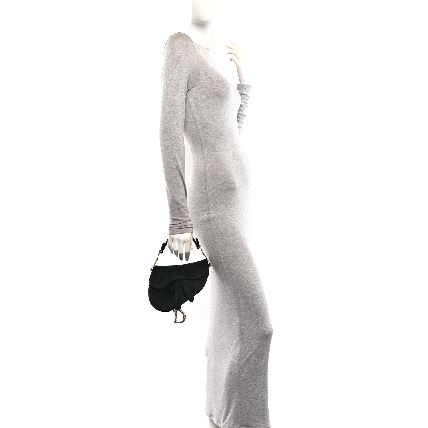 Christian Dior Velvet Crystal Mini Saddle Bag Black 2 of 10