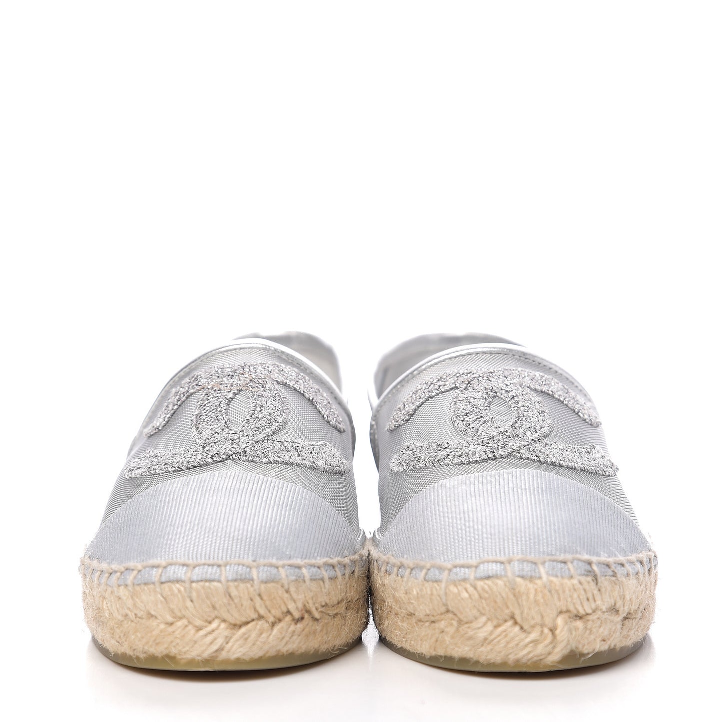 Mesh Grosgrain CC Espadrilles 37 Silver