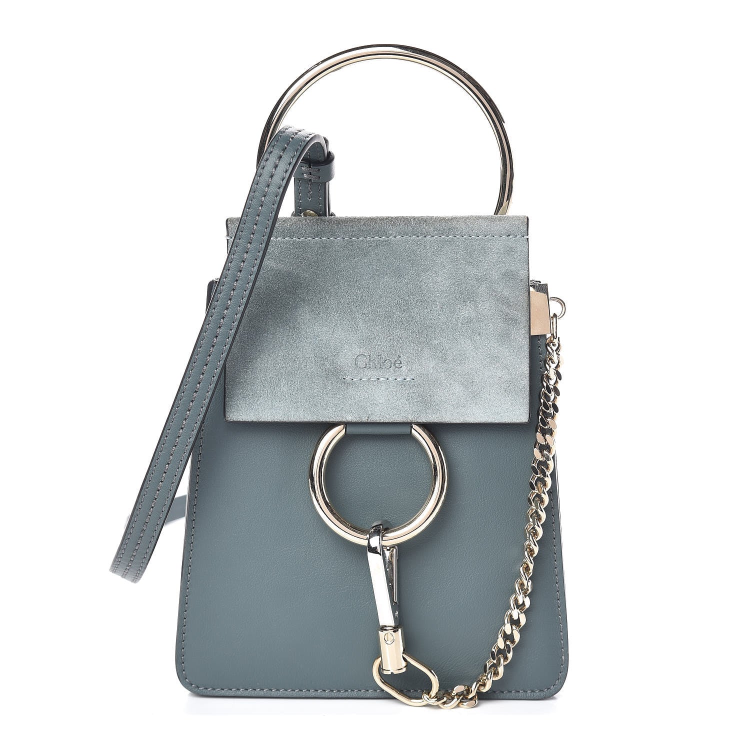 Chloe Suede Calfskin Mini Faye Bracelet Bag Cloudy Blue 1 of 12