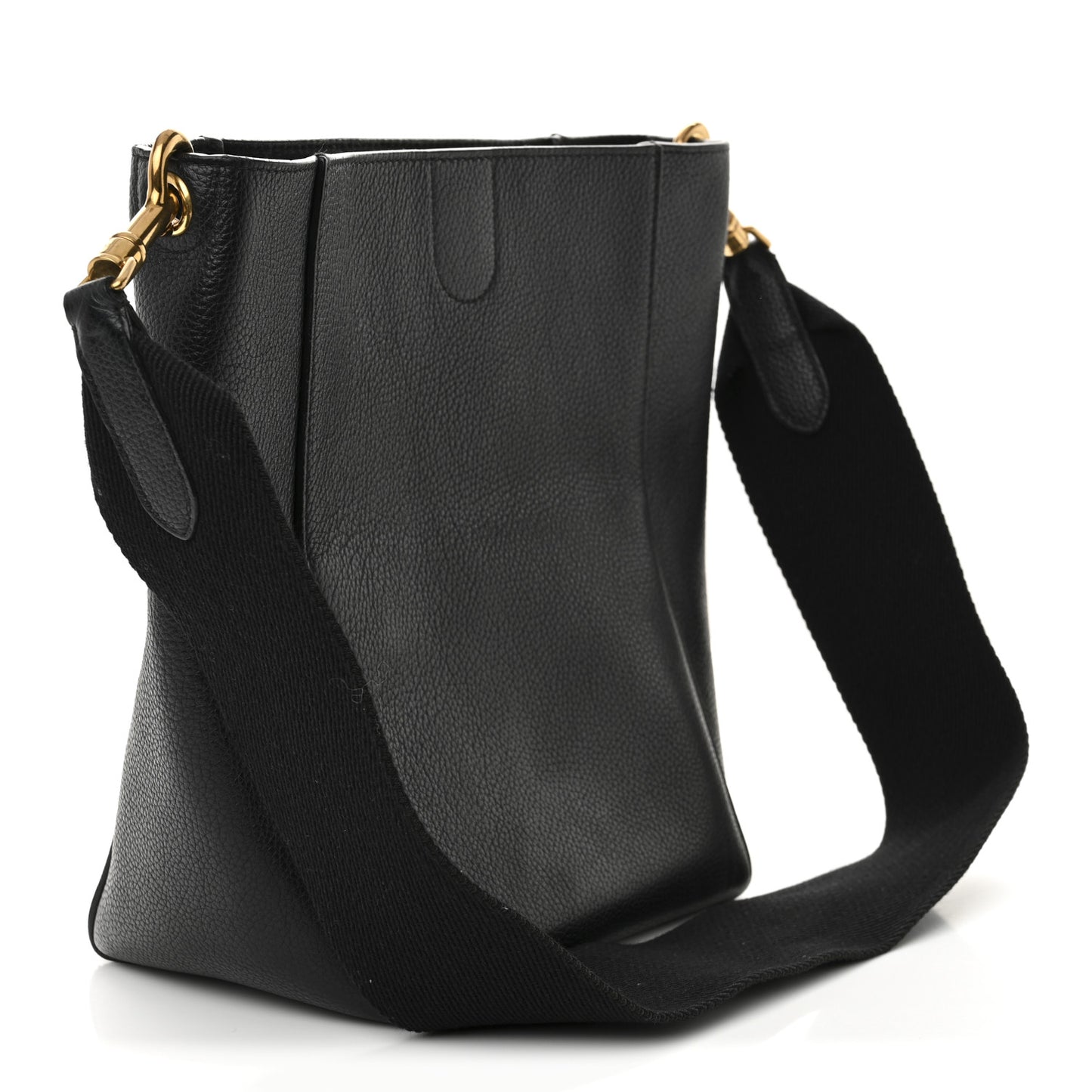 Soft Grained Calfskin Small Sangle Bucket Bag Black