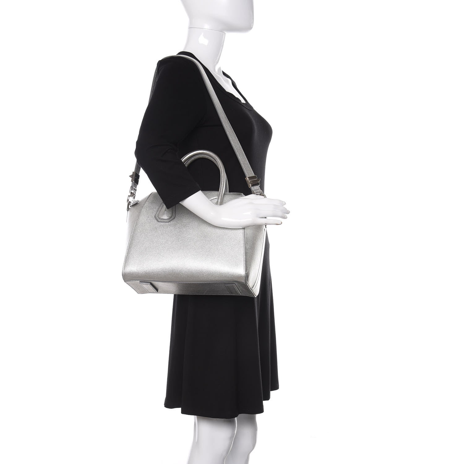 Givenchy Metallic Sugar Goatskin Small Antigona Silver 2 of 8
