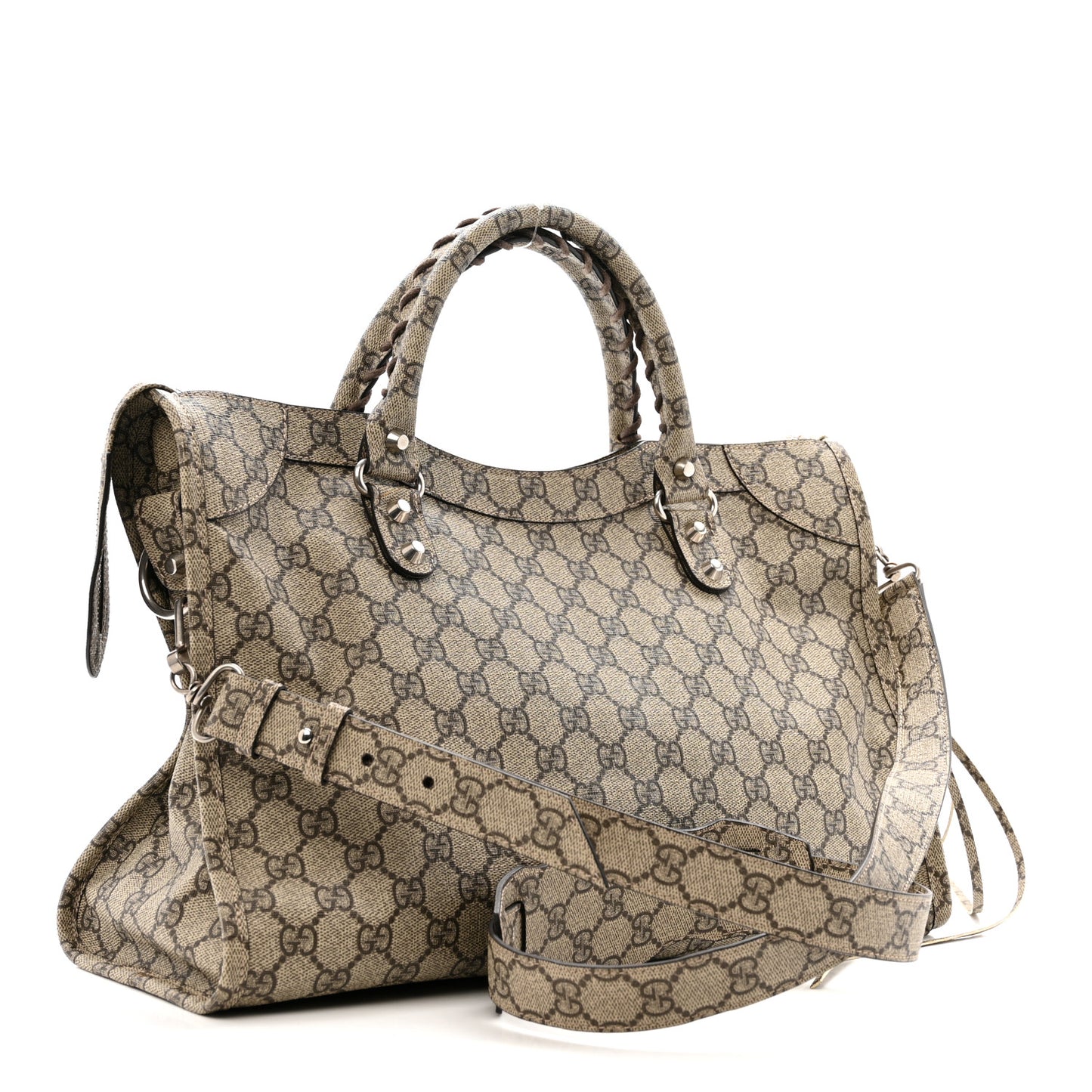 X GUCCI GG Supreme Monogram Neo Classic Silver Hardware City Beige Ebony