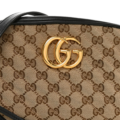 Gucci Monogram Matelasse Diagonal Small GG Marmont Chain Shoulder Bag Beige Black 7 of 9