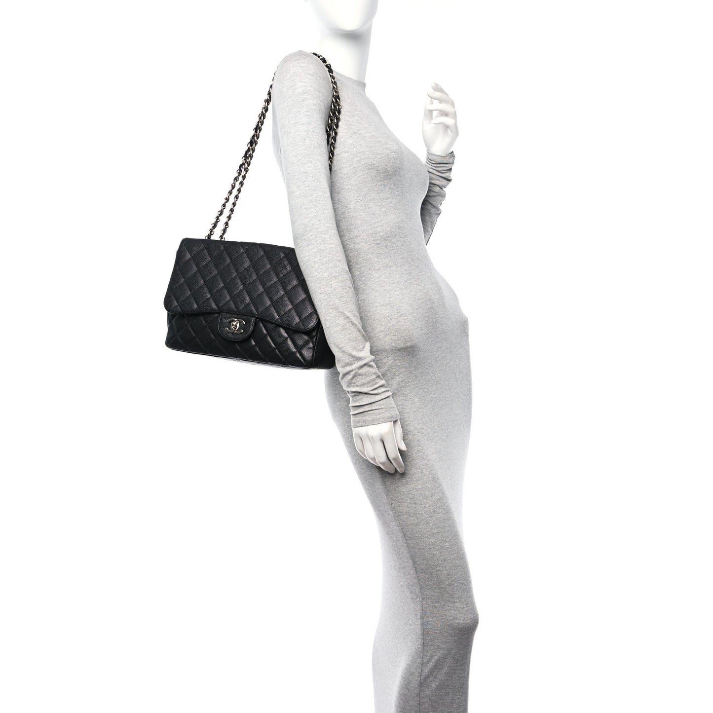 Caviar Quilted Jumbo Single Flap Black