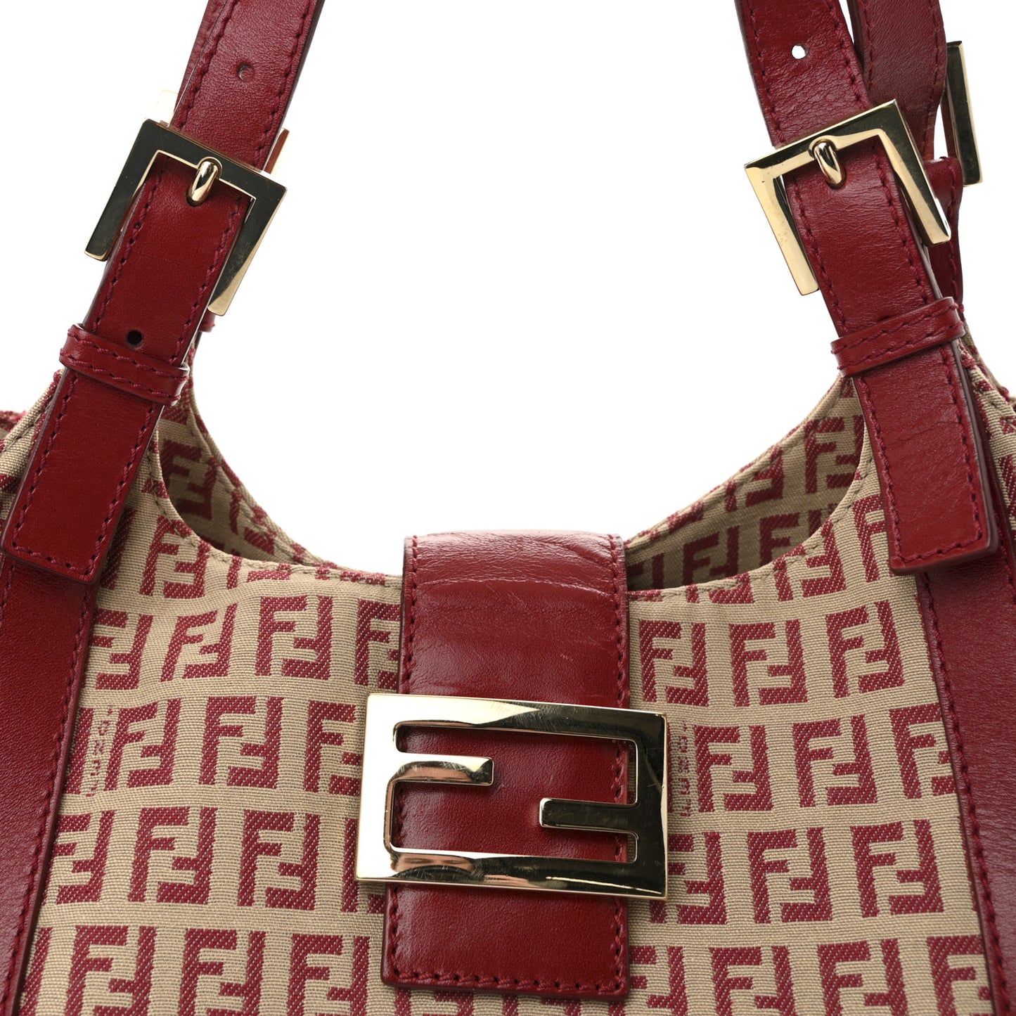 Zucchino Vitello Shoulder Bag Beige Rosso