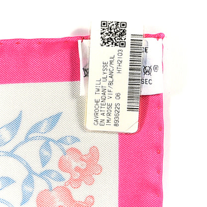 Hermes Silk Gavroche En Attendant Ulysse Scarf 45 Rose Vif Blanc Rose Vif White Multicolor 3 of 3