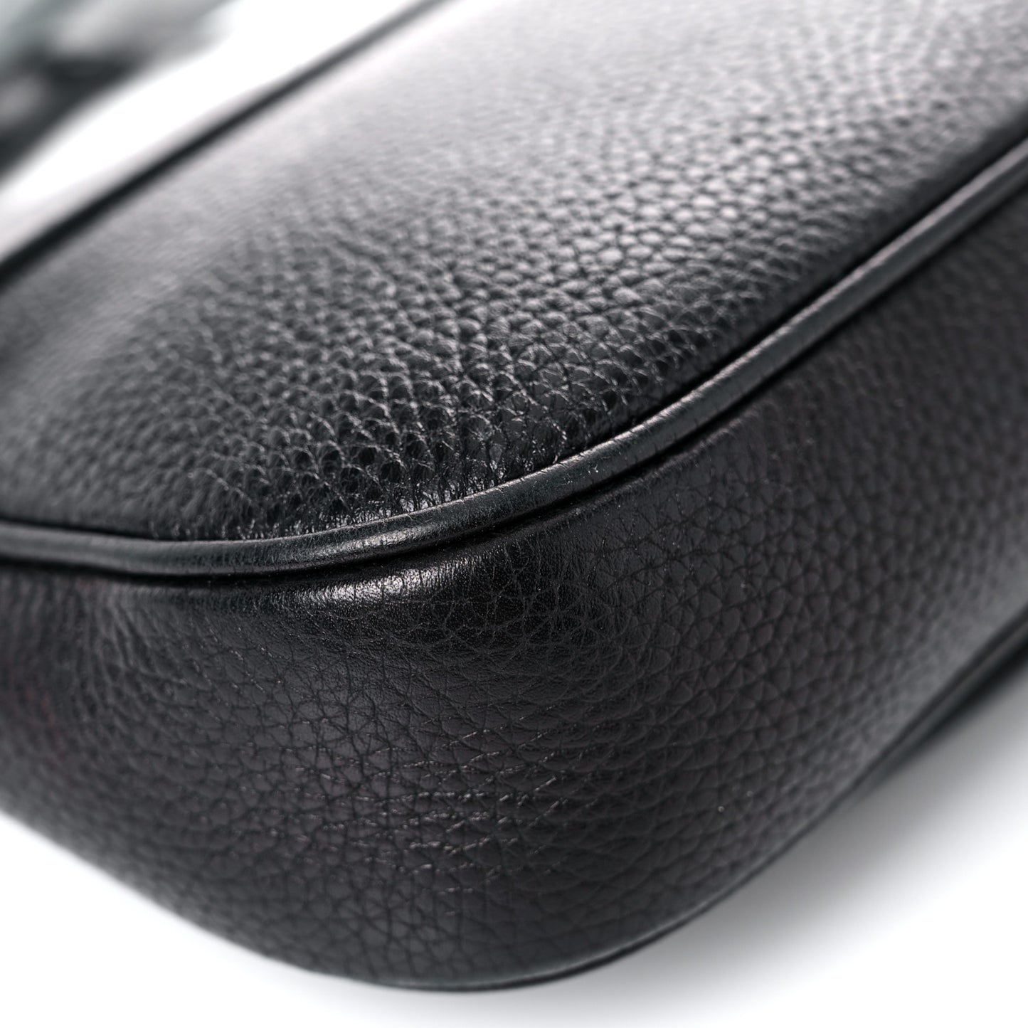 Pebbled Calfskin Medium Soho Flap Crossbody Black