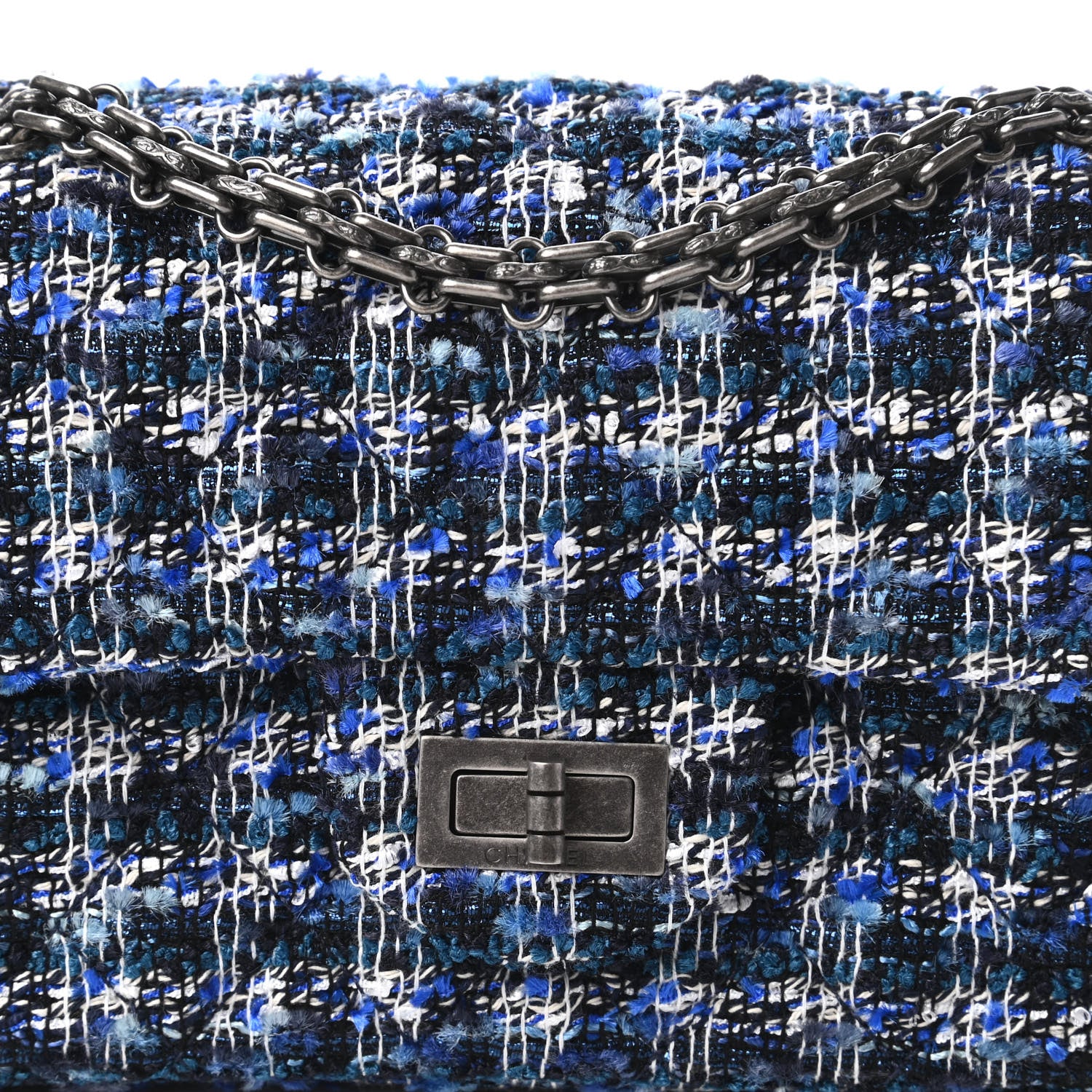 Chanel Tweed Quilted 2.55 Reissue Mini Flap Blue 10 of 11