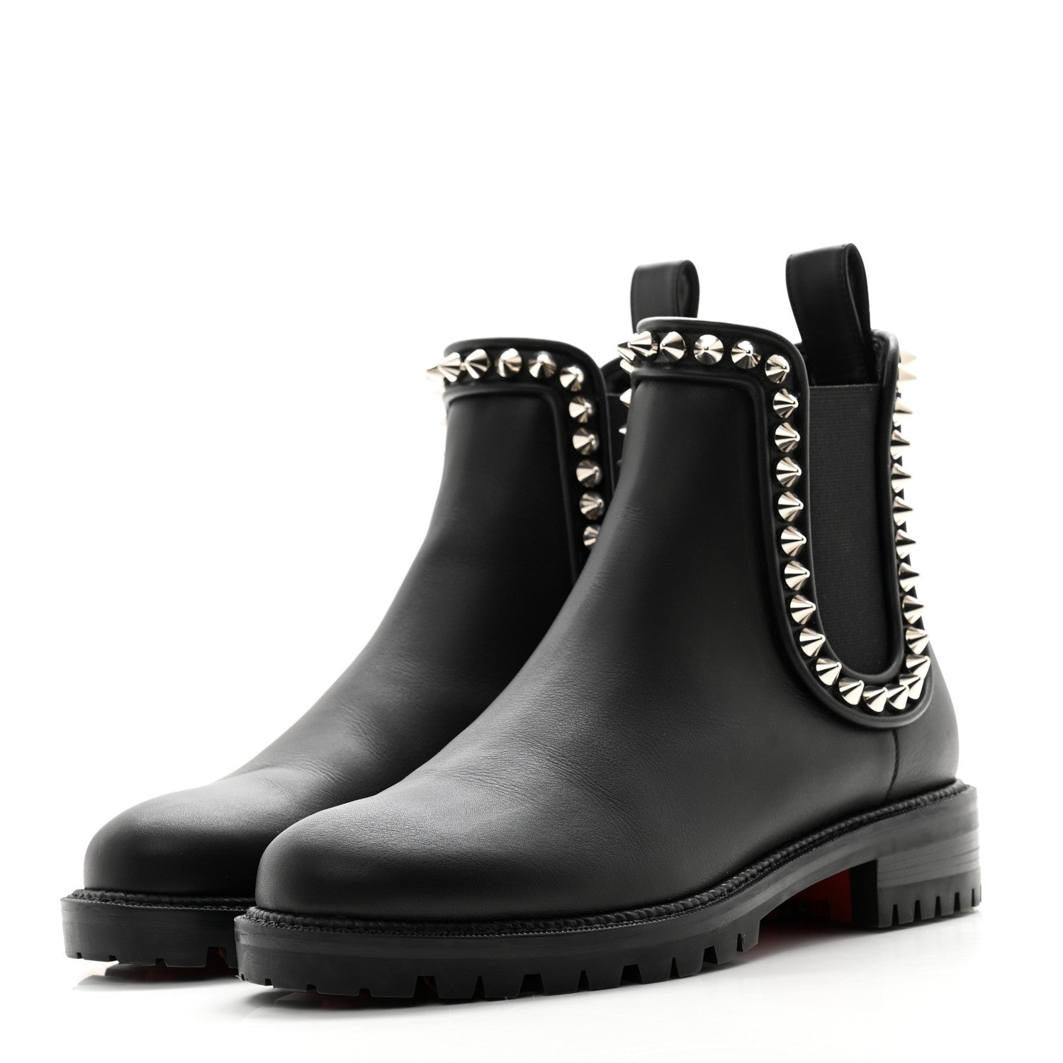 Christian Louboutin Nappa Spiked Capahutta Flat Chelsea Boots 37.5 Black 3 of 11