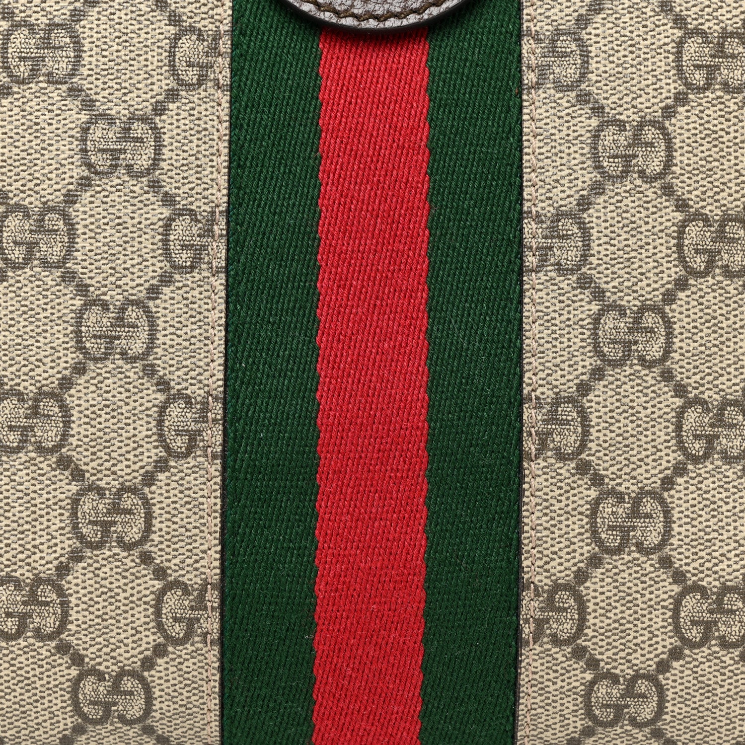 Gucci GG Supreme Monogram Textured Dollar Calfskin Web Small Ophidia Dome Shoulder Bag Beige Ebony New Acero 8 of 10