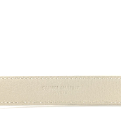 Saint Laurent Smooth Calfskin Monogram Square Buckle Belt 95 White 3 of 6