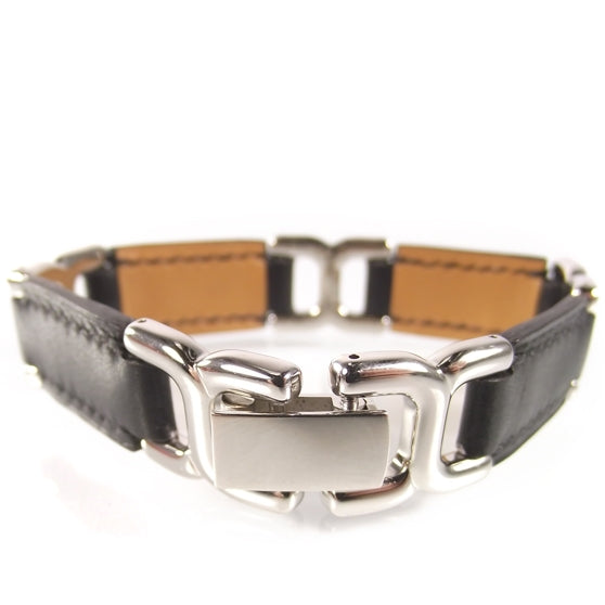 Swift Leather Link Bracelet Black