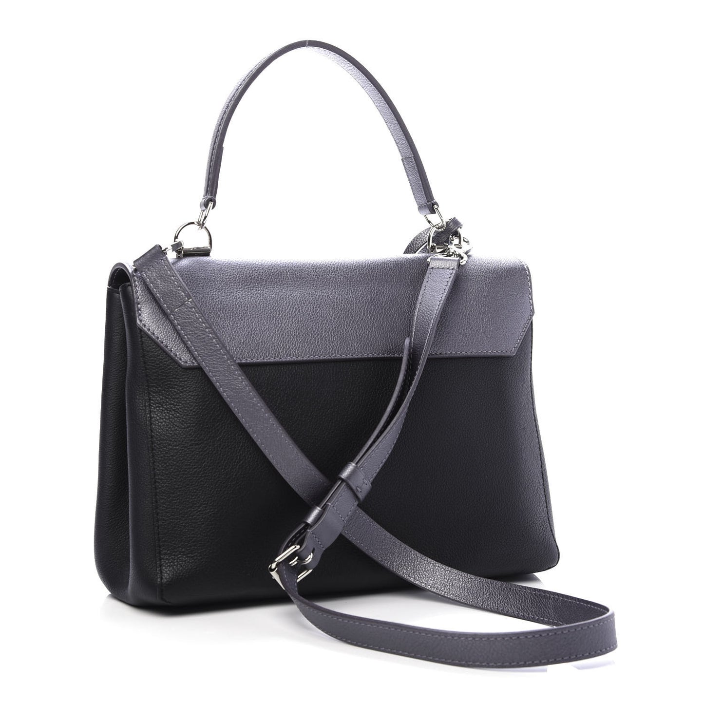 Soft Calfskin Eyelet Lockme II Top Handle Gris Silver