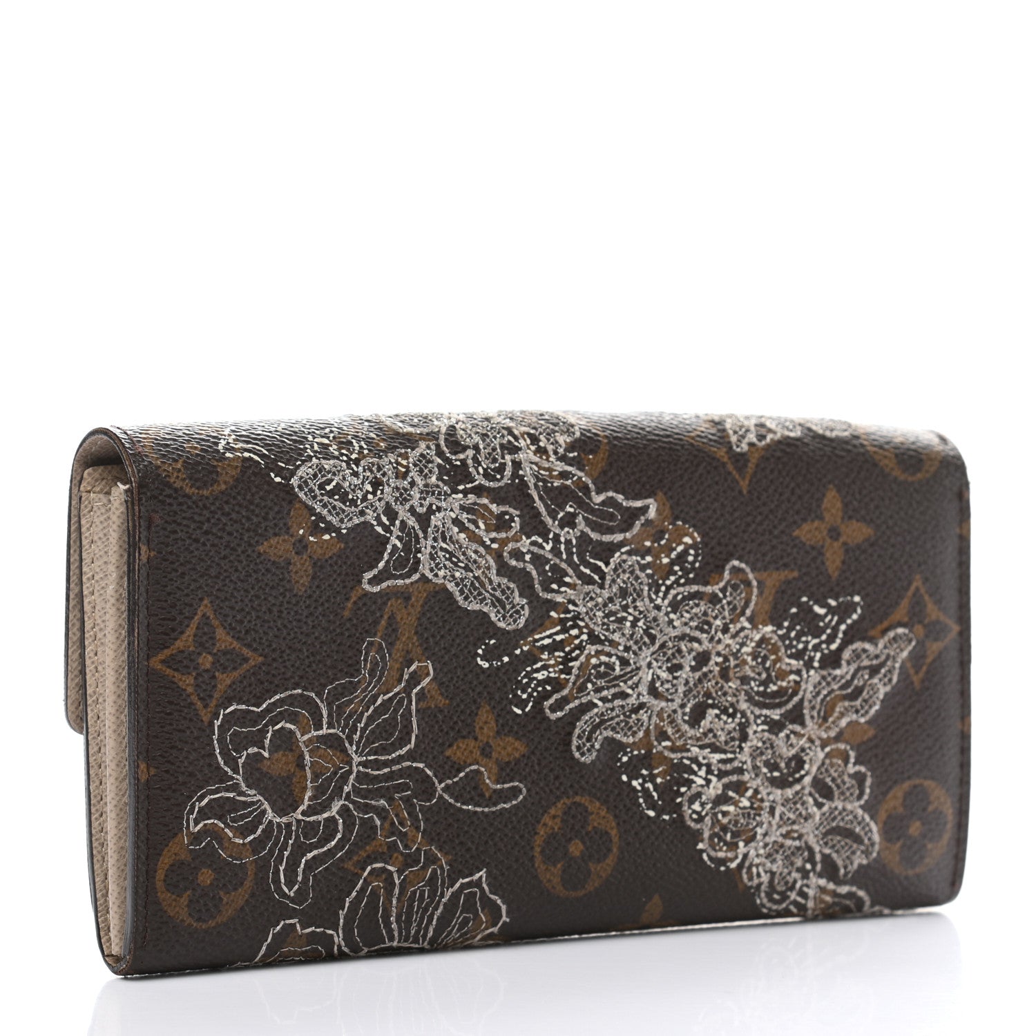Louis Vuitton Monogram Dentelle Sarah Wallet Silver 3 of 16