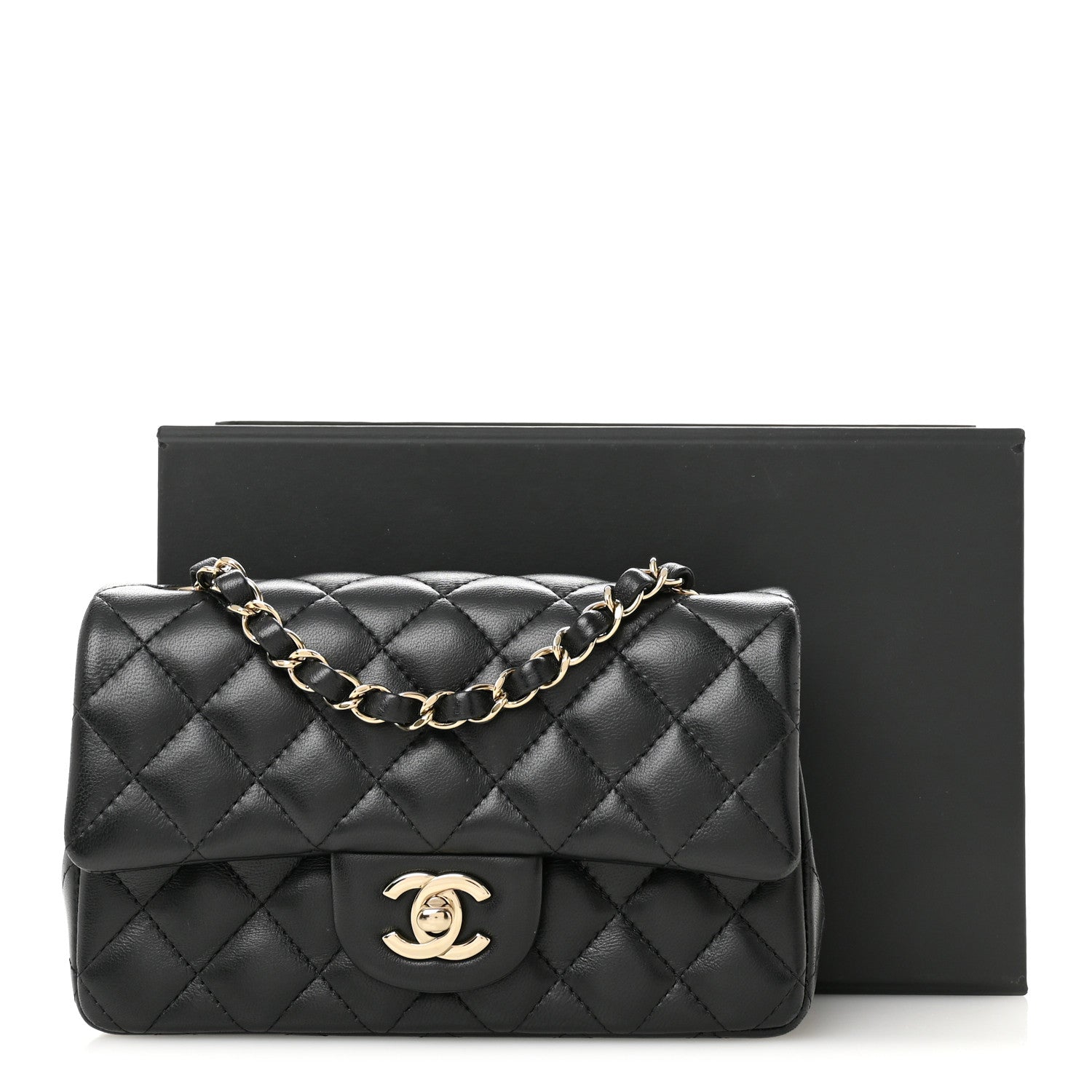 Chanel Lambskin Quilted Mini Rectangular Flap Black 1825144