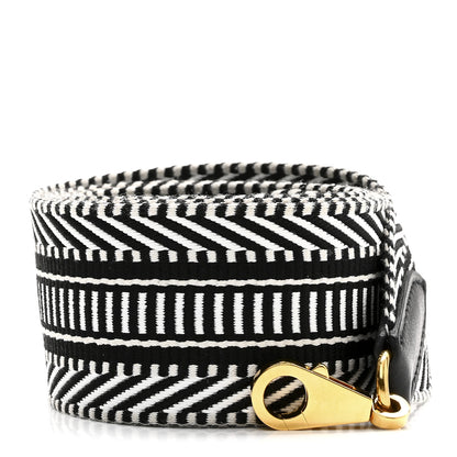 Hermes Toile Swift 50mm Sangle Cavale Shoulder Strap Black Ecru 1 of 5