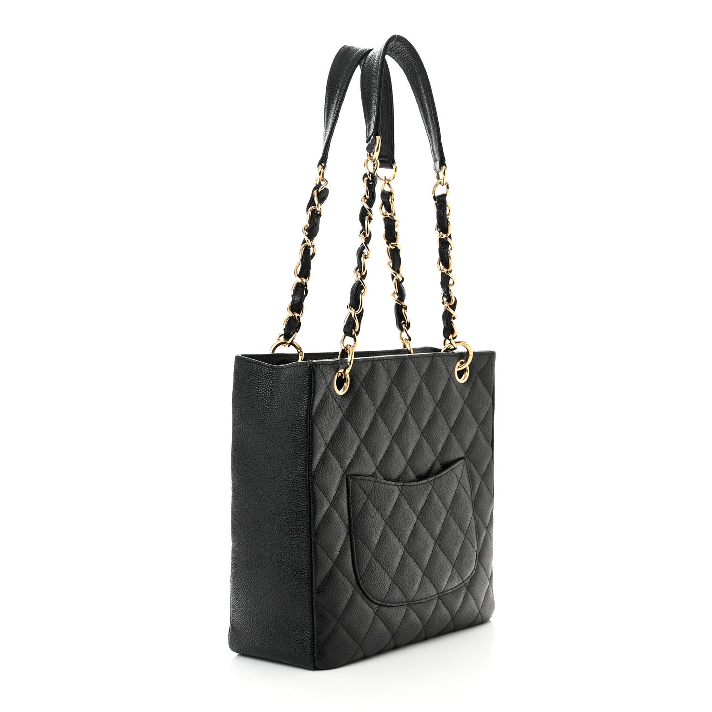 Caviar Quilted Petit Shopping Tote PST Black