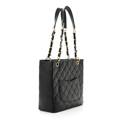 Chanel Caviar Quilted Petit Shopping Tote PST Black 3 of 10