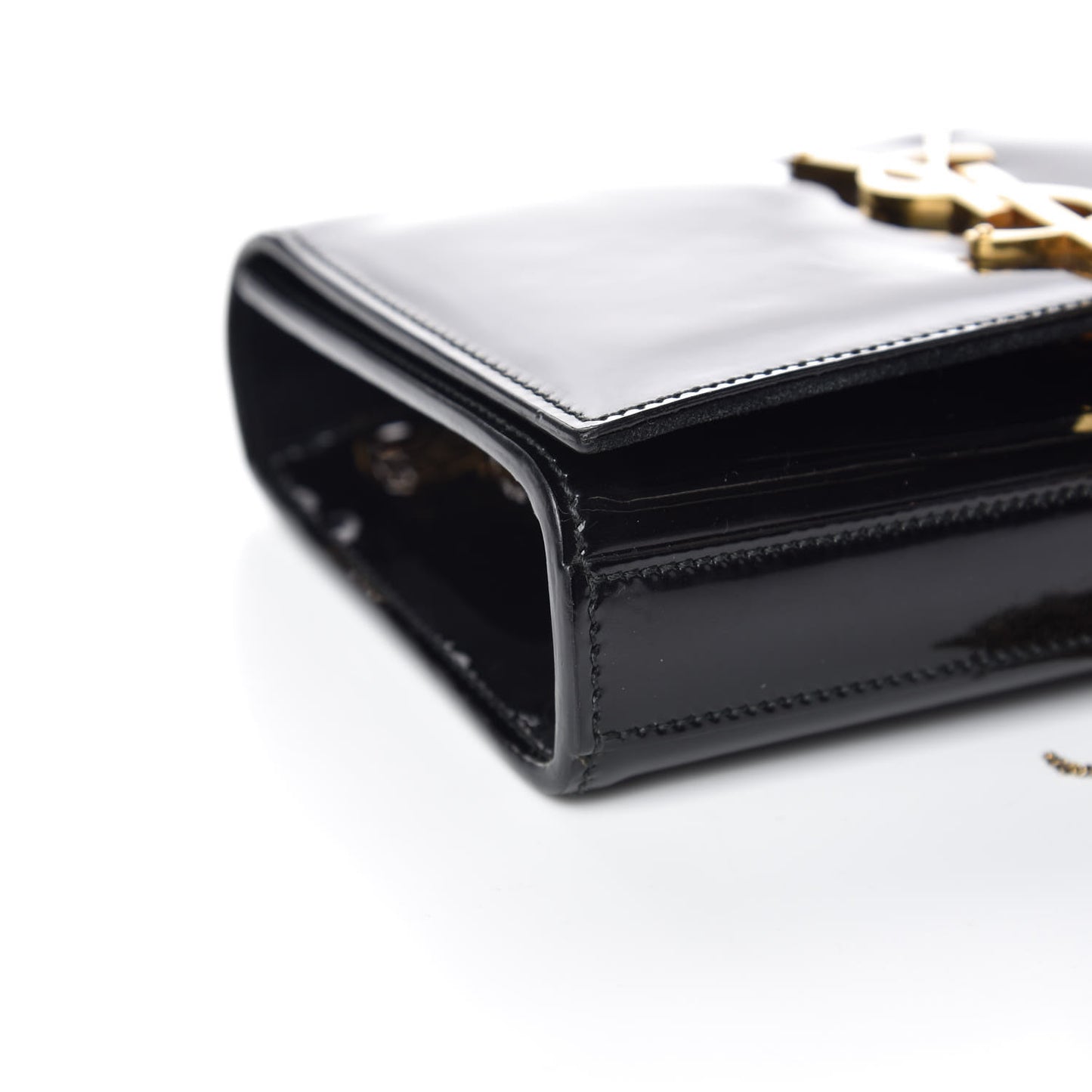 Patent Small Classic Monogram Kate Tassel Satchel Black