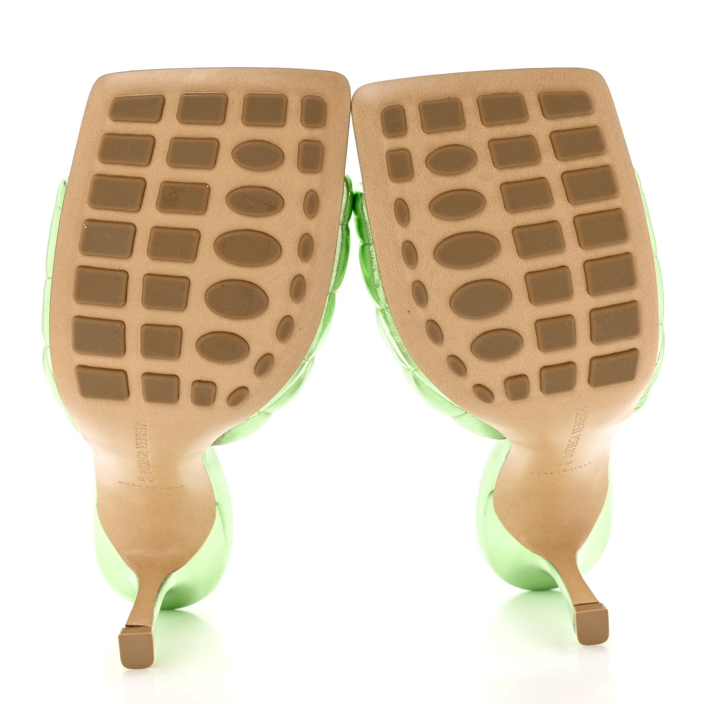 Metallic Nappa Reflection Matelasse Padded Mule Sandals 39 Pistachio