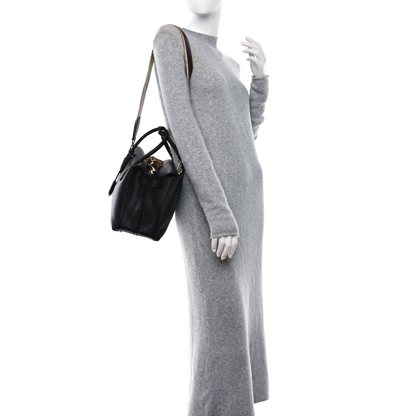 Grained Calfskin Medium Milla Tote Black