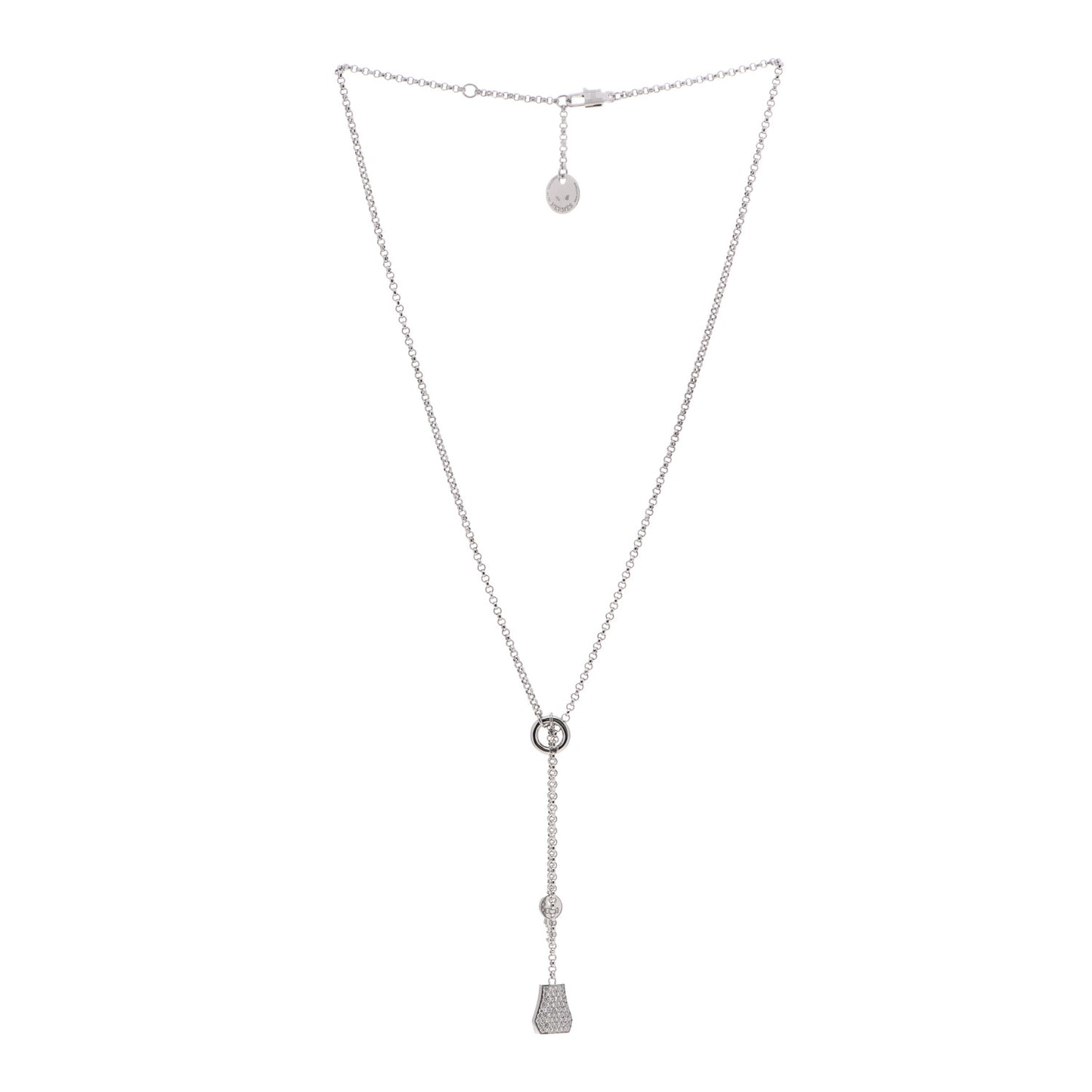 18K White Gold Diamond PM Kelly Clochette Necklace