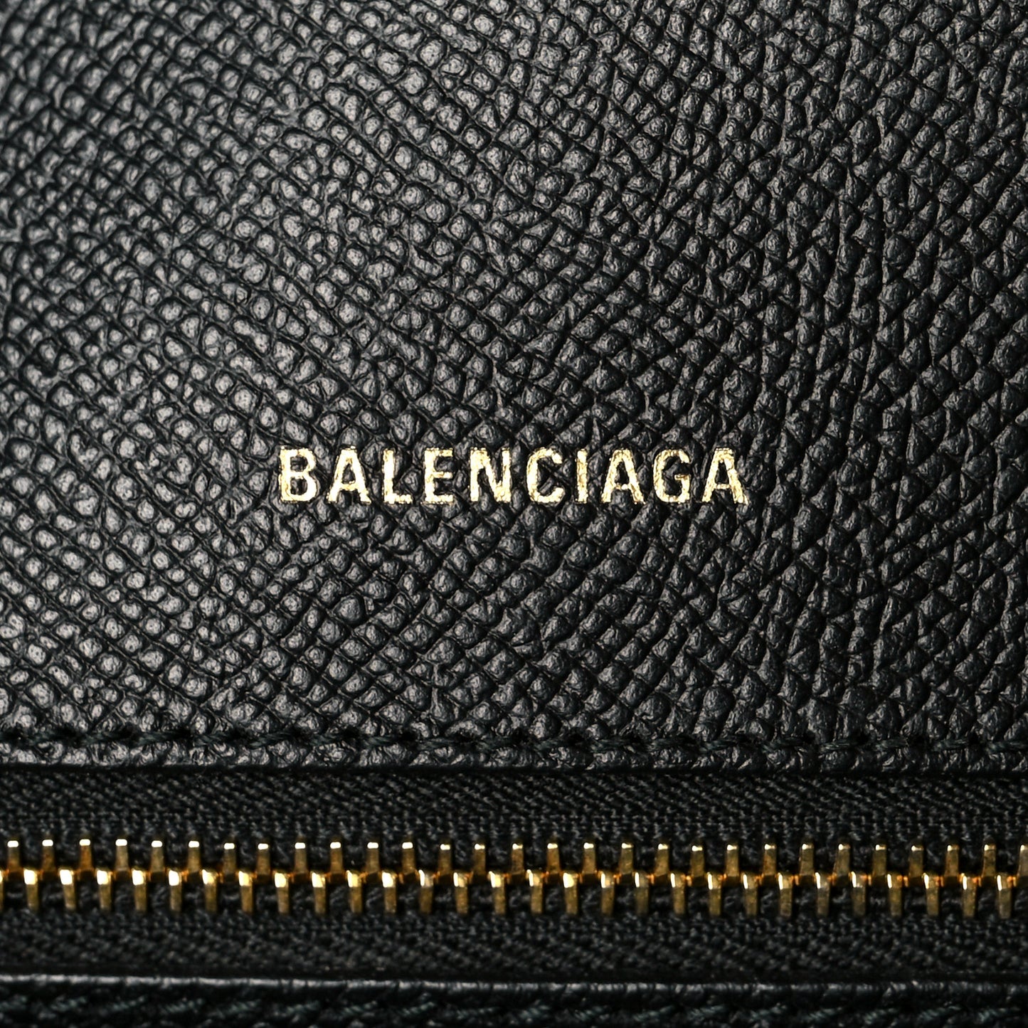 Signature Grained Calfskin Logo M Ville Top Handle Bag Black