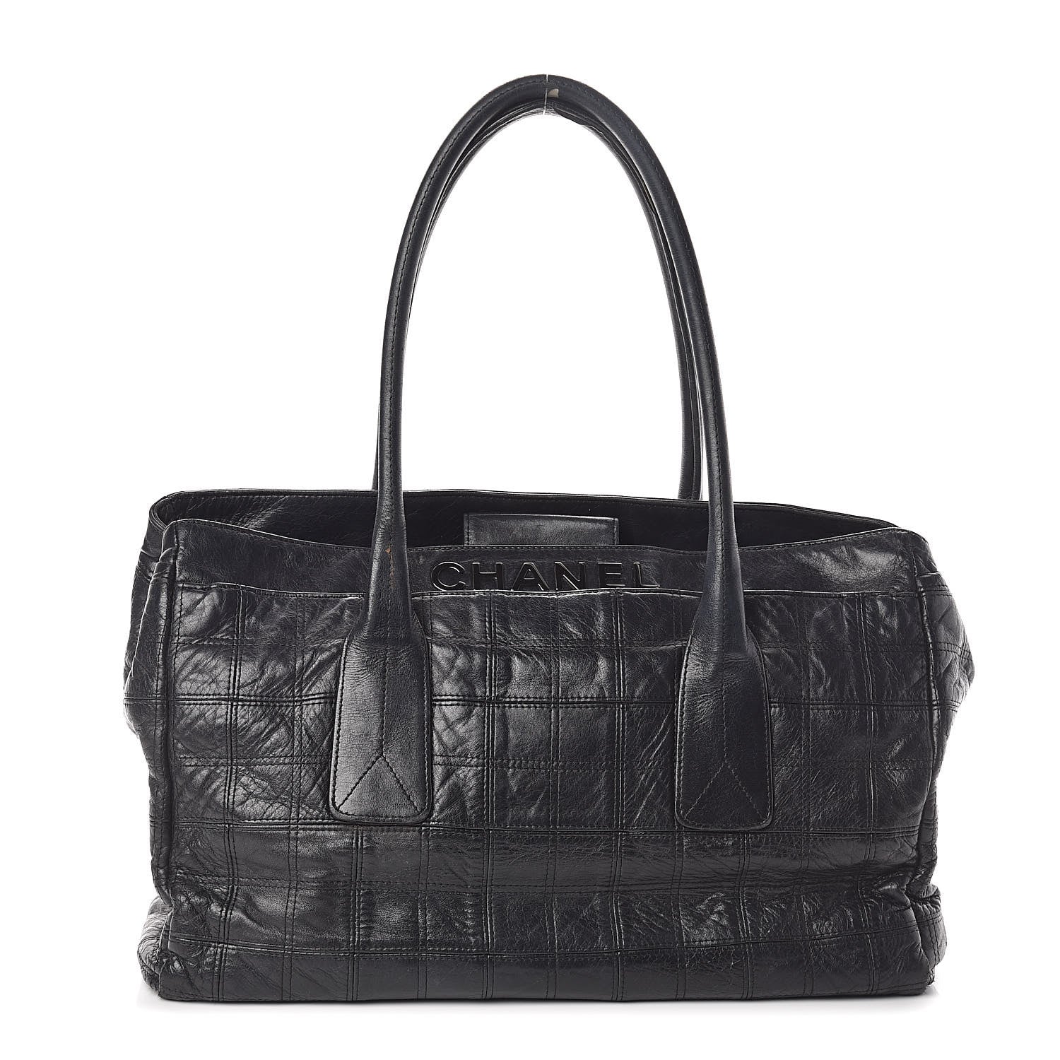 Chanel Lambskin Square Stitched Lax Shopping Tote Black 1 of 14