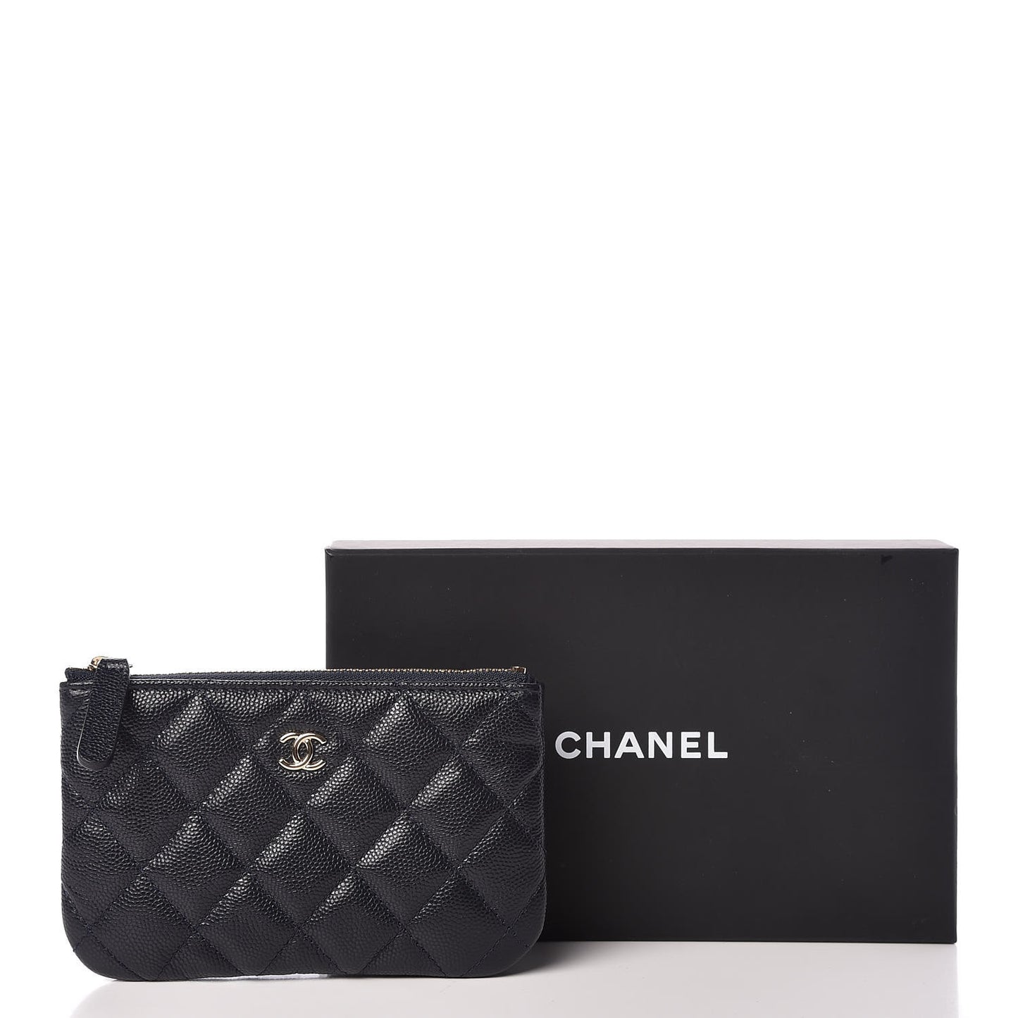 Caviar Quilted Small Cosmetic Case Navy