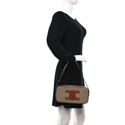 Celine Canvas Calfskin Cuir Triomphe Camera Shoulder Bag Tan 2 of 8