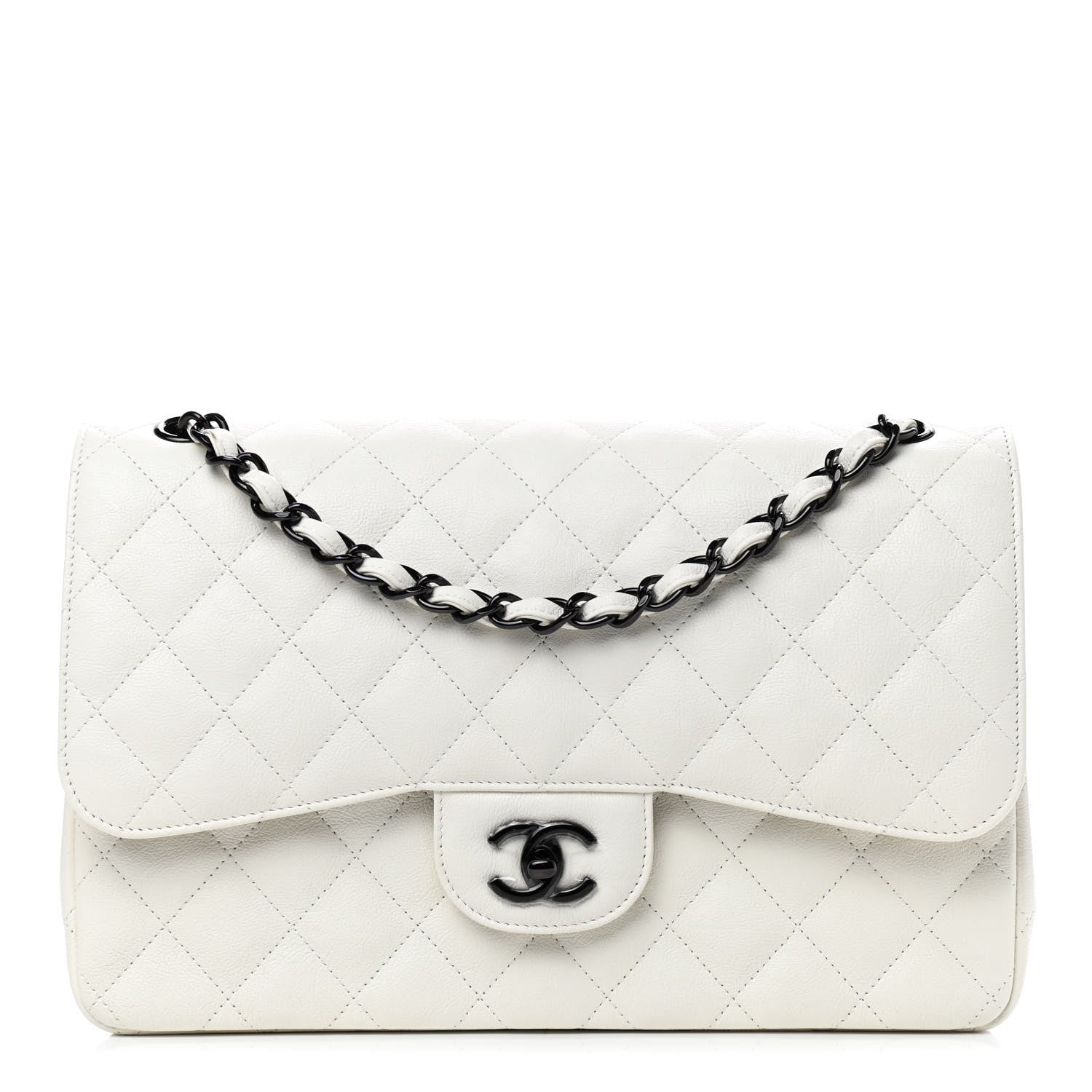 Chanel Calfskin Quilted Jumbo Double Flap White 1 of 8
