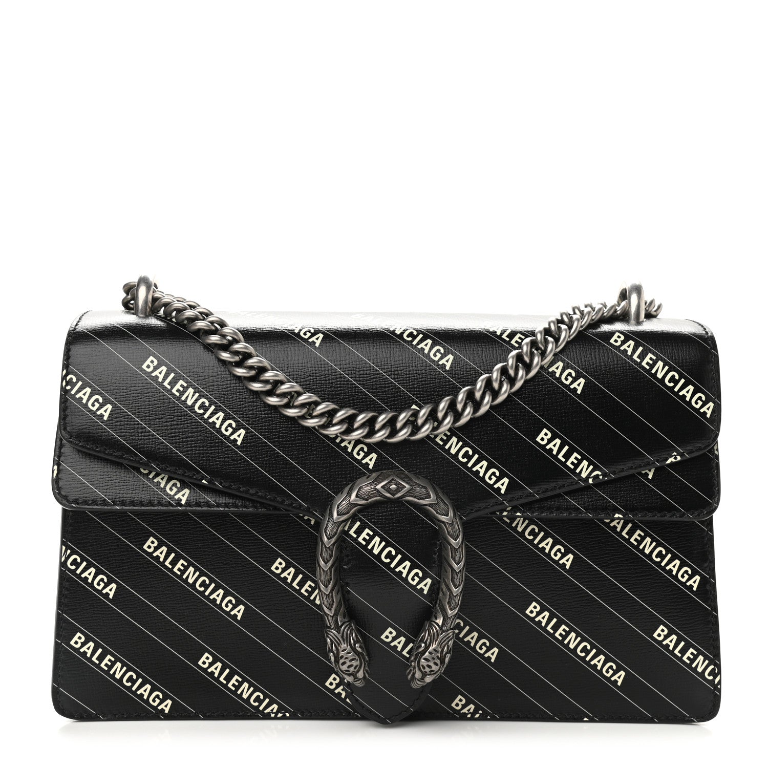 Gucci X BALENCIAGA Calfskin Logo Print Small Dionysus Shoulder Bag Black 1 of 9