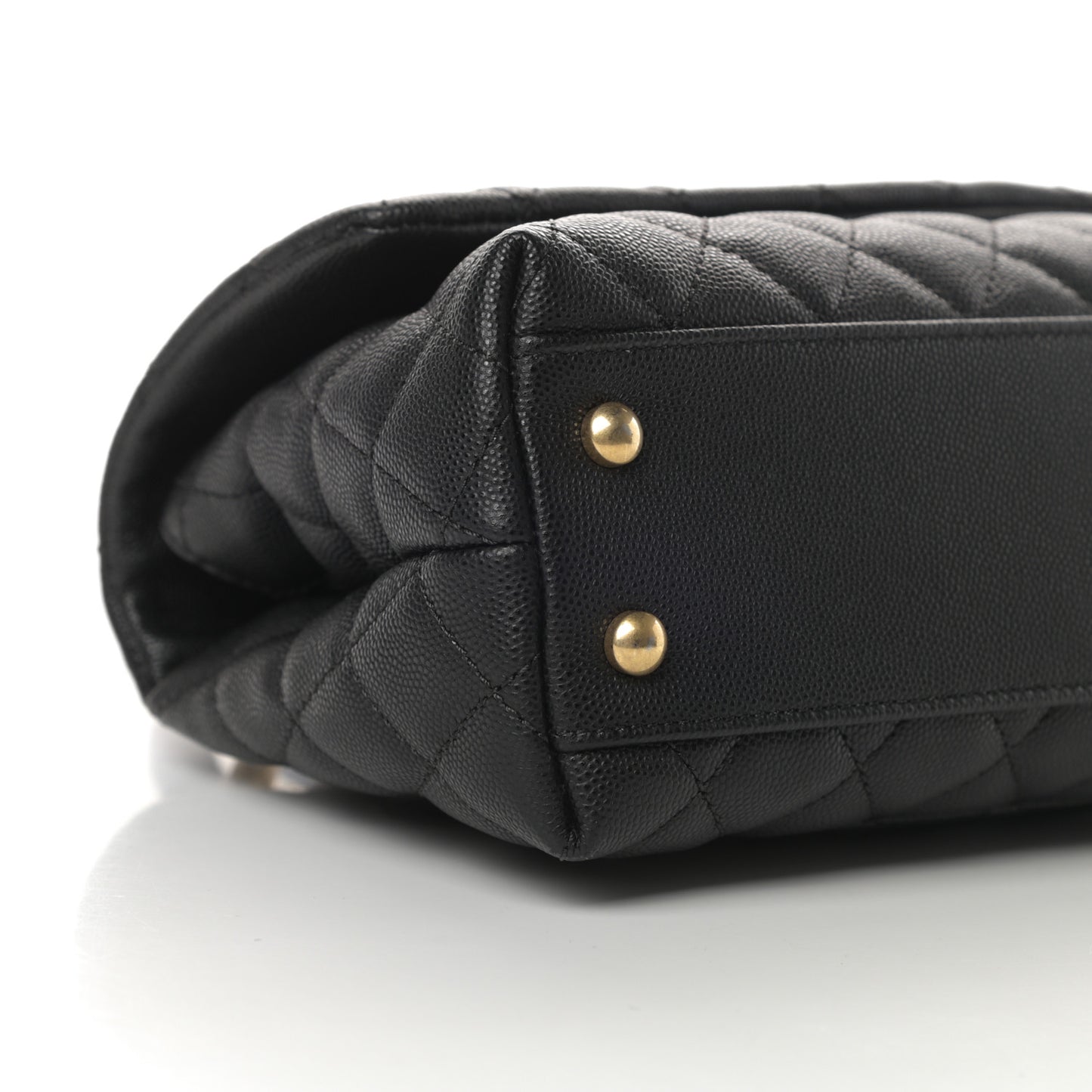 Caviar Lizard Quilted Mini Coco Handle Flap Black