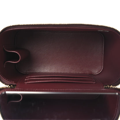 Chanel Lambskin Quilted Metal Small Top Handle Vanity Case With Chain Burgundy 5 of 12