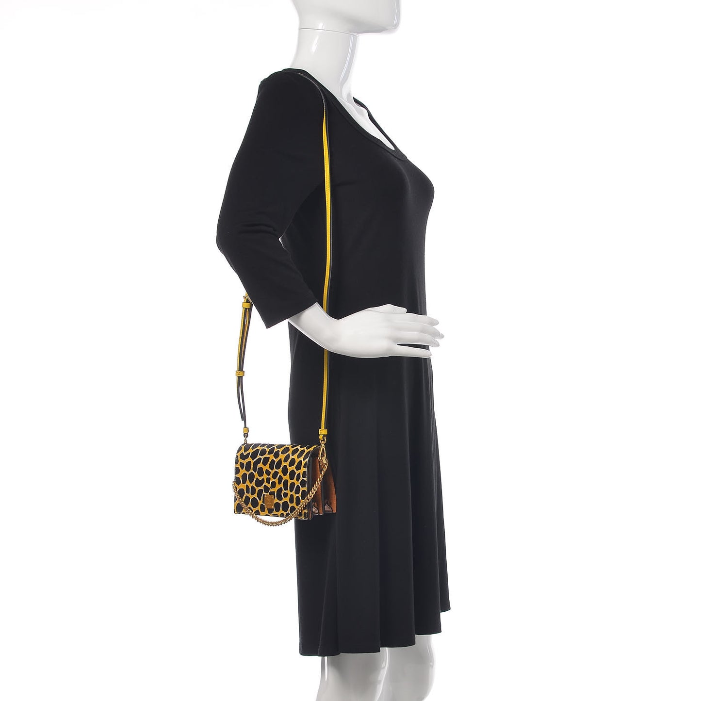 Visetos Calf Hair Giraffe Print Cross Body Yellow