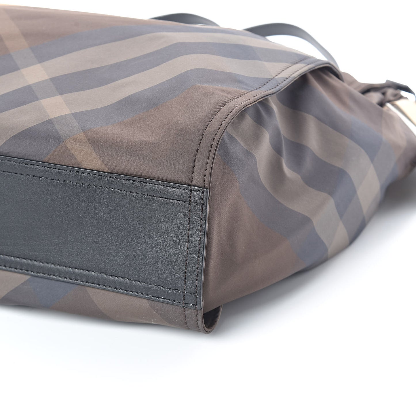 Nylon Check Small Buckleigh Packable Tote Birch Grey