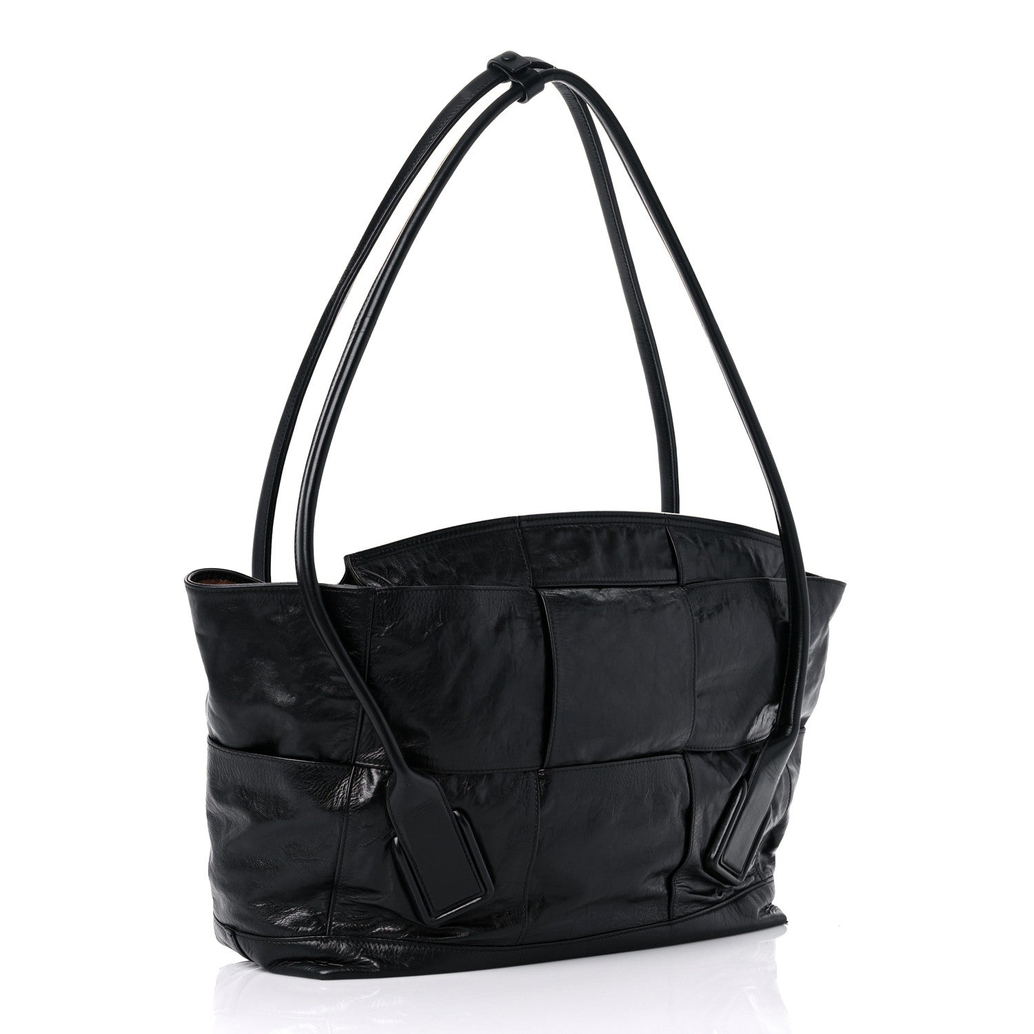 Bottega Veneta Paper Calfskin Maxi Intrecciato Arco Slouch Black Silver 3 of 14