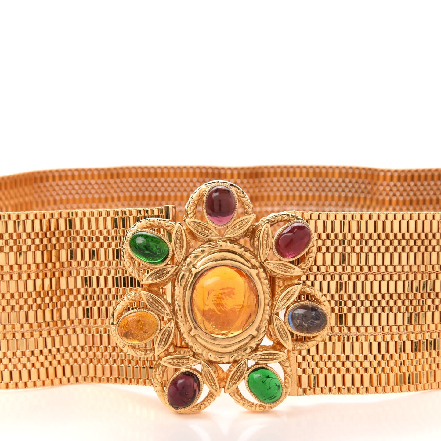 Gripoix Poured Glass Multi Strand Chain Belt Gold