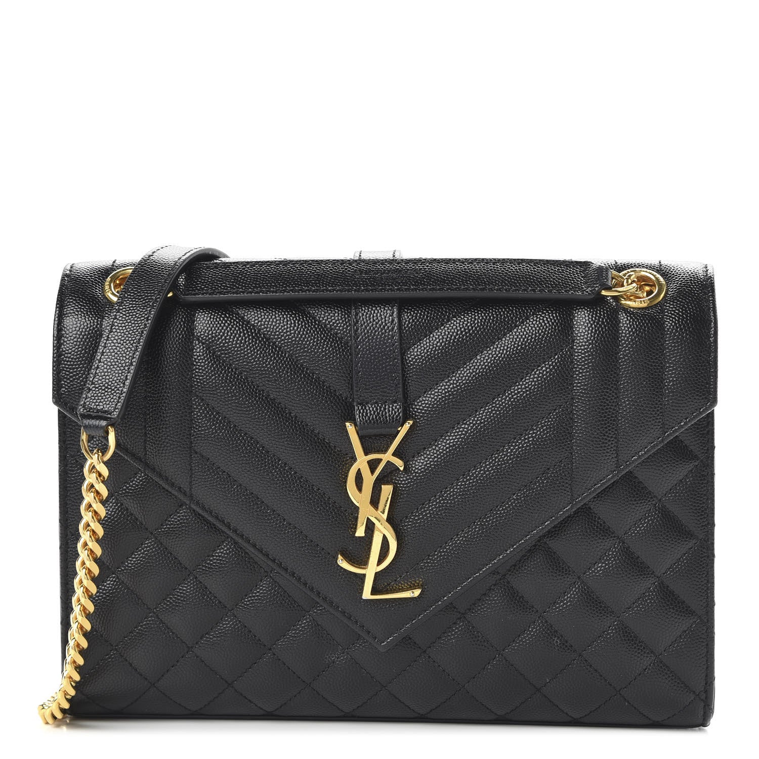 Saint Laurent Grain De Poudre Textured Mixed Matelasse Triquilt Medium Monogram Satchel Black 1 of 10