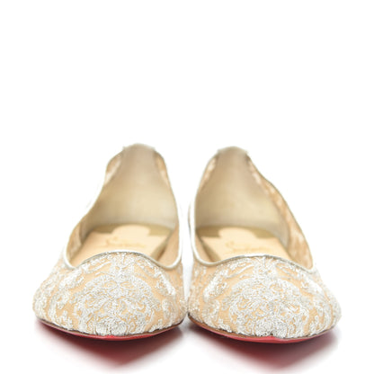 Christian Louboutin Kid Rete Lace Follies Ballerina Flat 39.5 Platine 2 of 7