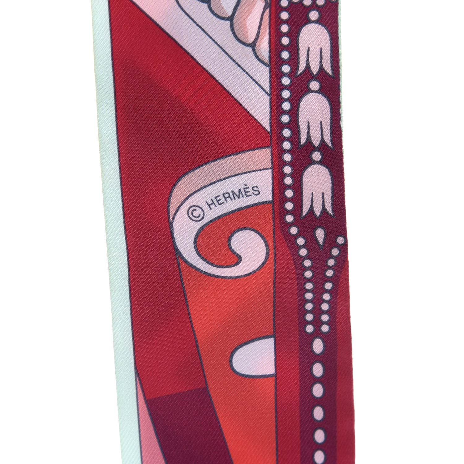 Hermes Silk Balade en Berline Twilly Vert Rose Poudre Rouge 3 of 3