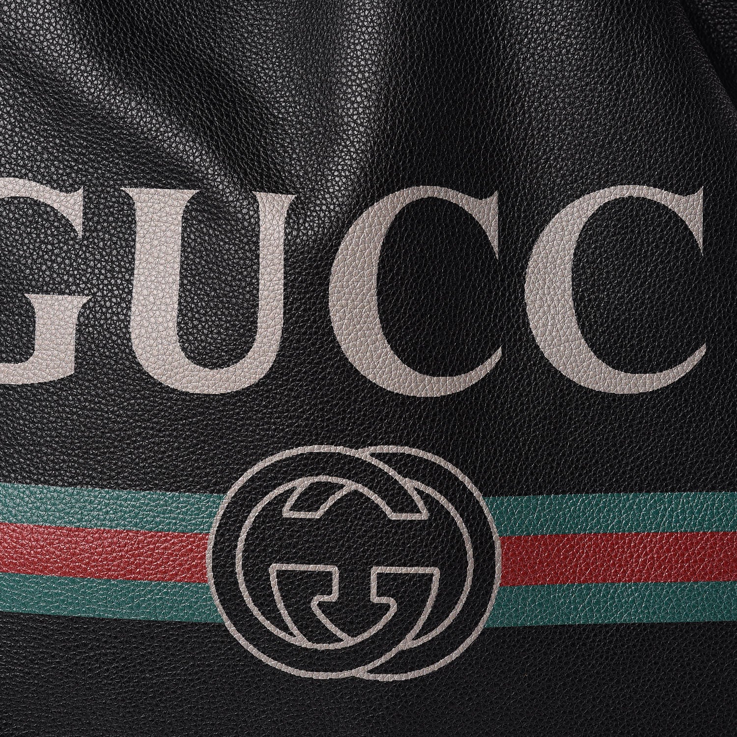 Gucci Calfskin Logo Drawstring Backpack Black 9 of 11