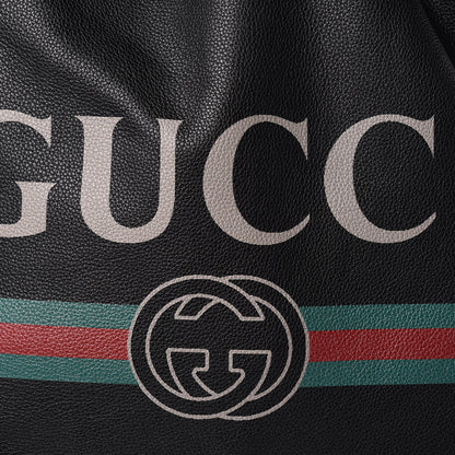 Gucci Calfskin Logo Drawstring Backpack Black 9 of 11