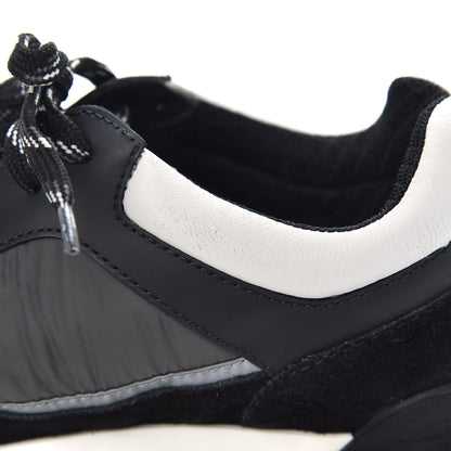 Chanel Nylon Calfskin CC Sneakers 38 Black Grey White 10 of 11