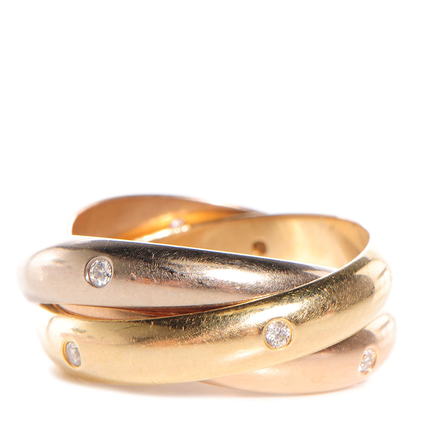 18k Pink Yellow White Gold Diamond Trinity Ring 51 US 5.75