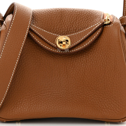 Hermes Taurillon Clemence Mini Lindy 20 Gold 8 of 11