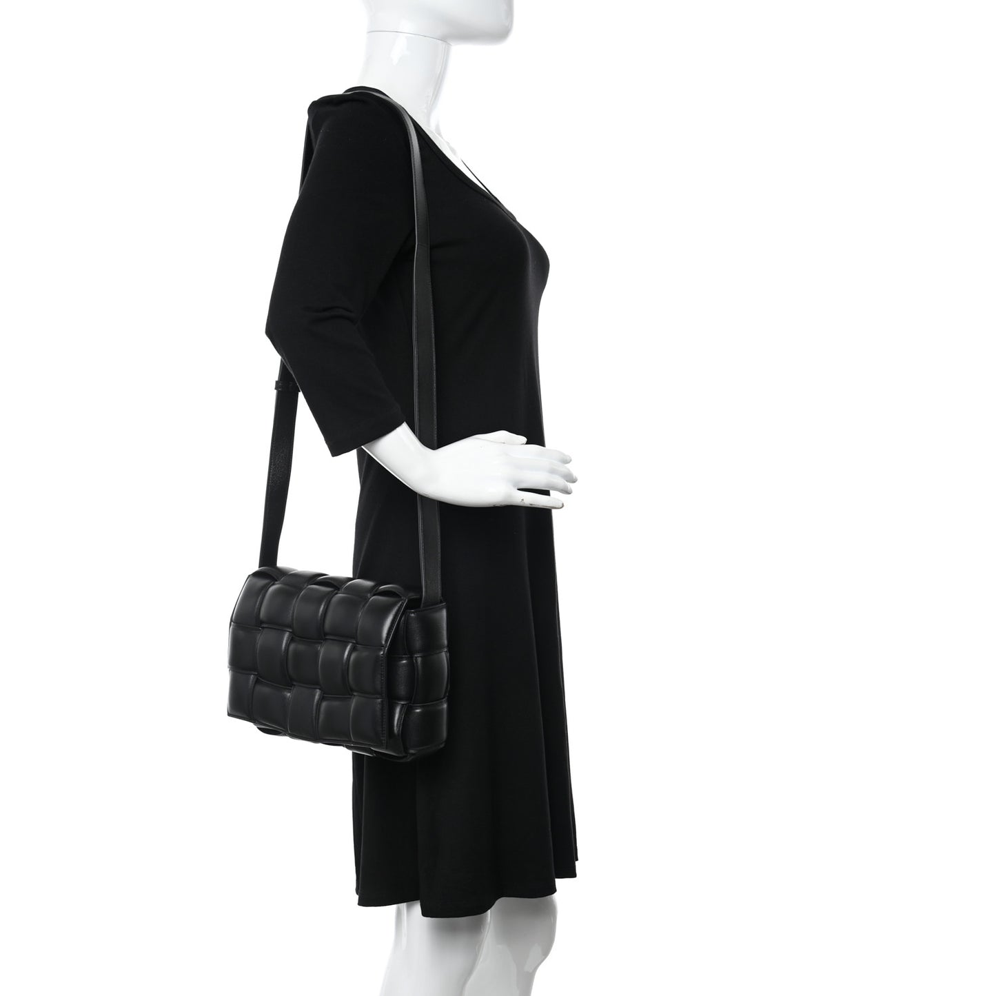 Nappa Maxi Intreccio Padded Cassette Crossbody Bag Black