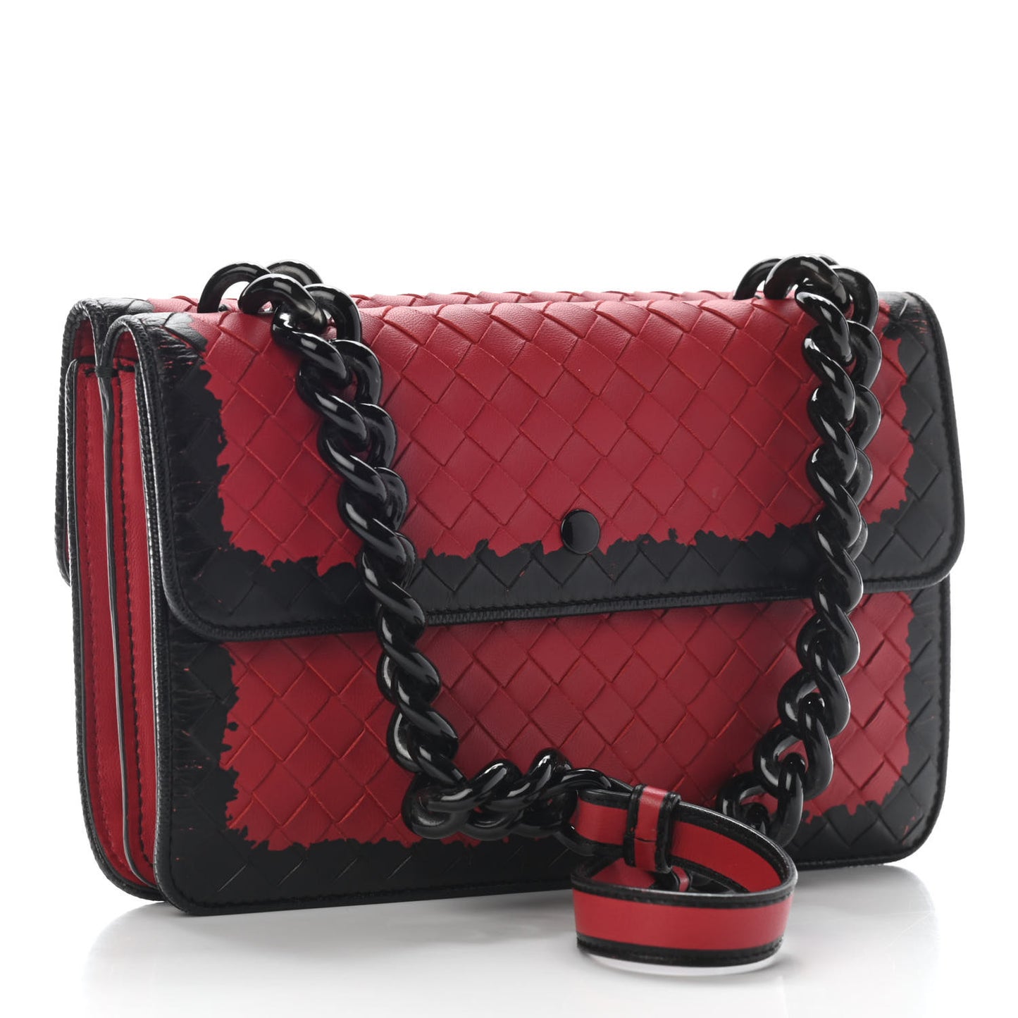 Nappa Intrecciato Glass Shoulder Bag Red Black